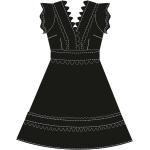 Dámské Šaty do společnosti Moodo v černé barvě z krajky ve velikosti L s výstřihem do V s volány ve slevě 