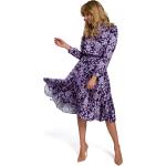 Dámské Šaty s potiskem ve fialové barvě z polyesteru ve velikosti XXL s dlouhým rukávem ve slevě plus size 