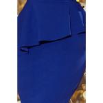 Dámské Pouzdrové šaty Numoco v modré barvě v elegantním stylu s krátkým rukávem po kolena s kulatým výstřihem s volány 