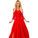 Dámské Krajkové šaty Numoco v červené barvě z krajky ve velikosti XXL maxi ve slevě plus size 