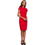 Dámské Pouzdrové šaty Stylove v červené barvě z viskózy ve velikosti XXL s krátkým rukávem ve slevě plus size 