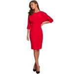 Dámské Pouzdrové šaty Stylove v červené barvě z polyesteru ve velikosti XXL s tříčtvrtečním rukávem po kolena ve slevě plus size 
