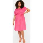 Dámské Letní šaty Trendyol v růžové barvě z viskózy ve velikosti XXL ve slevě plus size 