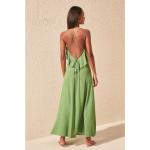 Dámské Letní šaty Trendyol ve světle zelené barvě romantické s kulatým výstřihem s volány 