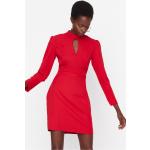 Dámské Mini šaty Trendyol v červené barvě v elegantním stylu z polyesteru ve velikosti 9 XL s dlouhým rukávem ve slevě 