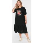 Dámské Denní šaty Trendyol v černé barvě v ležérním stylu z polyesteru ve velikosti XXL s krátkým rukávem ve slevě plus size 