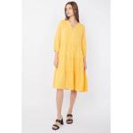Dámské Denní šaty v žluté barvě v ležérním stylu z lyocellu ve velikosti Oversize plus size 