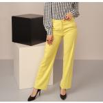 Dámské Elegantní kalhoty v žluté barvě v elegantním stylu z viskózy ve velikosti 10 XL 