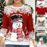 Dámské Vánoční svetry ze syntetiky ve velikosti 3 XL s dlouhým rukávem s kulatým výstřihem vánoční plus size 