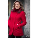Dámské Klasické kabáty v červené barvě v elegantním stylu z kožešiny ve velikosti XXL 