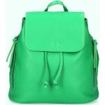Dámské Kožené batohy Made In Italy v zelené barvě z kůže s vnější kapsou 
