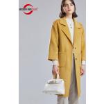 Dámské Zimní kabáty v žluté barvě v moderním stylu z vlny ve velikosti L dlouhé 