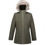 Dámské Zimní kabáty Regatta Nepromokavé v khaki barvě z umělé kožešiny ve velikosti 10 XL 