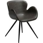 Designové židle v šedé barvě v elegantním stylu z koženky s loketní opěrkou 