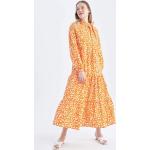Dámské Šaty s potiskem Defacto ve smetanové barvě s květinovým vzorem ve velikosti XL s dlouhým rukávem ve slevě 