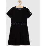 Dětské šaty Dívčí v černé barvě z viskózy strečové ve slevě Designer od značky Calvin Klein Jeans z obchodu Answear.cz 