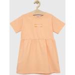Dětské šaty Dívčí v oranžové barvě z bavlny ve slevě Designer od značky Calvin Klein Jeans z obchodu Answear.cz 