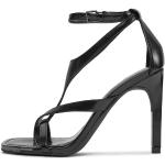 Dámské Designer Kožené sandály DKNY v černé barvě z kůže ve velikosti 40 ve slevě na léto 