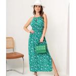 Dámské Letní šaty v zelené barvě v ležérním stylu s květinovým vzorem ve velikosti L maxi plus size 