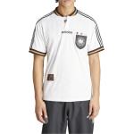 Pánské Fotbalové dresy adidas DFB v bílé barvě v retro stylu s pruhovaným vzorem ve velikosti M s krátkým rukávem s motivem DFB (Německý fotbalový svaz) ve slevě 