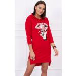 Dámské Mikinové šaty kesi v červené barvě z bavlny ve velikosti Onesize s kapucí ve slevě 
