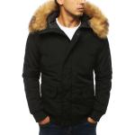 Pánské Zimní bundy s kapucí DSTREET v černé barvě z polyesteru ve velikosti XXL ve slevě plus size 