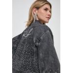 Džínová bunda Karl Lagerfeld dámská, šedá barva, přechodná