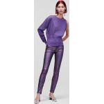 Dámské Skinny džíny Karl Lagerfeld ve fialové barvě v lakovaném stylu z džínoviny strečové 