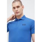  Trička s knoflíčky Emporio Armani EA7 v modré barvě z bavlny ve velikosti S  strečová  