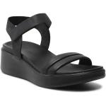 Dámské Sandály na klínku Ecco Flowt v černé barvě z kůže ve velikosti 39 na léto udržitelná móda 