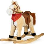 Houpací koně v béžové barvě ze dřeva s tématem koně a stáje 