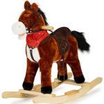 Houpací koně v hnědé barvě ze dřeva s tématem koně a stáje 