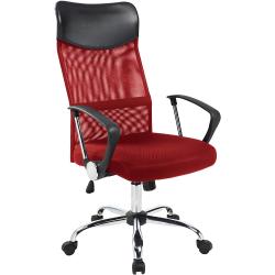 Ergonomická kancelářská židle s vysokou opěrkou - červená