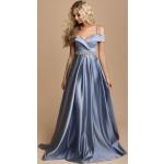 Dámské Plesové šaty ve světle modré barvě romantické ve velikosti L s odhalenými rameni 