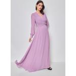 Dámské Maxi šaty ve fialové barvě ve velikosti L s dlouhým rukávem s výstřihem do V Svatební hosté 