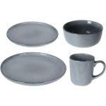 Mělké talíře v šedé barvě v moderním stylu z kameniny 16 ks v balení sety s průměrem 26 cm 