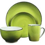 Mělké talíře v zelené barvě v moderním stylu z kameniny 16 ks v balení sety s průměrem 27 cm 
