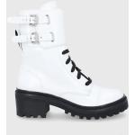 Dámské Designer Kotníčkové boty na podpatku DKNY v bílé barvě z látky ve velikosti 40 
