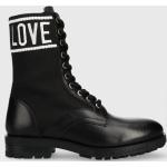 Dámské Designer Kotníčkové boty na podpatku Moschino Love Moschino v černé barvě z kůže ve velikosti 40 