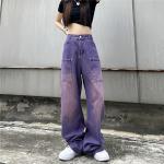 Dámské Boyfriend jeans ve fialové barvě z džínoviny ve velikosti XXL 