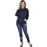 Dámské Slim Fit džíny v námořnicky modré barvě v moderním stylu s květinovým vzorem z bavlny ve velikosti 10 XL plus size 