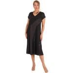 Dámské Denní šaty v černé barvě v ležérním stylu ze saténu ve velikosti 3 XL s výstřihem do V plus size 