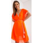 Dámské Letní šaty FashionHunters v oranžové barvě z viskózy ve velikosti Onesize ve slevě 