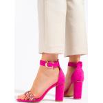 Dámské Sandály na podpatku Vinceza ve fuchsiové barvě v elegantním stylu semišové ve velikosti 39 s výškou podpatku nad 9 cm s přezkou ve slevě na léto 