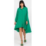 Dámské Košilové šaty FashionHunters v zelené barvě z polyesteru ve velikosti Onesize s dlouhým rukávem s asymetrickým výstřihem asymetrické ve slevě 