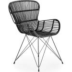 Jídelní židle Halmar v černé barvě v industriálním stylu z ratanu 