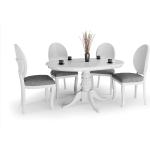 Jídelní stoly Halmar v bílé barvě z masivu kulaté rozkládací 