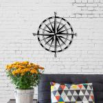 Hanah Home Nástěnná kovová dekorace Kompas 45x45 cm černá