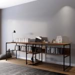Psací stoly v hnědé barvě v industriálním stylu z melaminu s úložným prostorem 