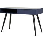 Psací stoly v tmavě modré barvě v minimalistickém stylu z MDF obdélníkové se zásuvkami dýhované 